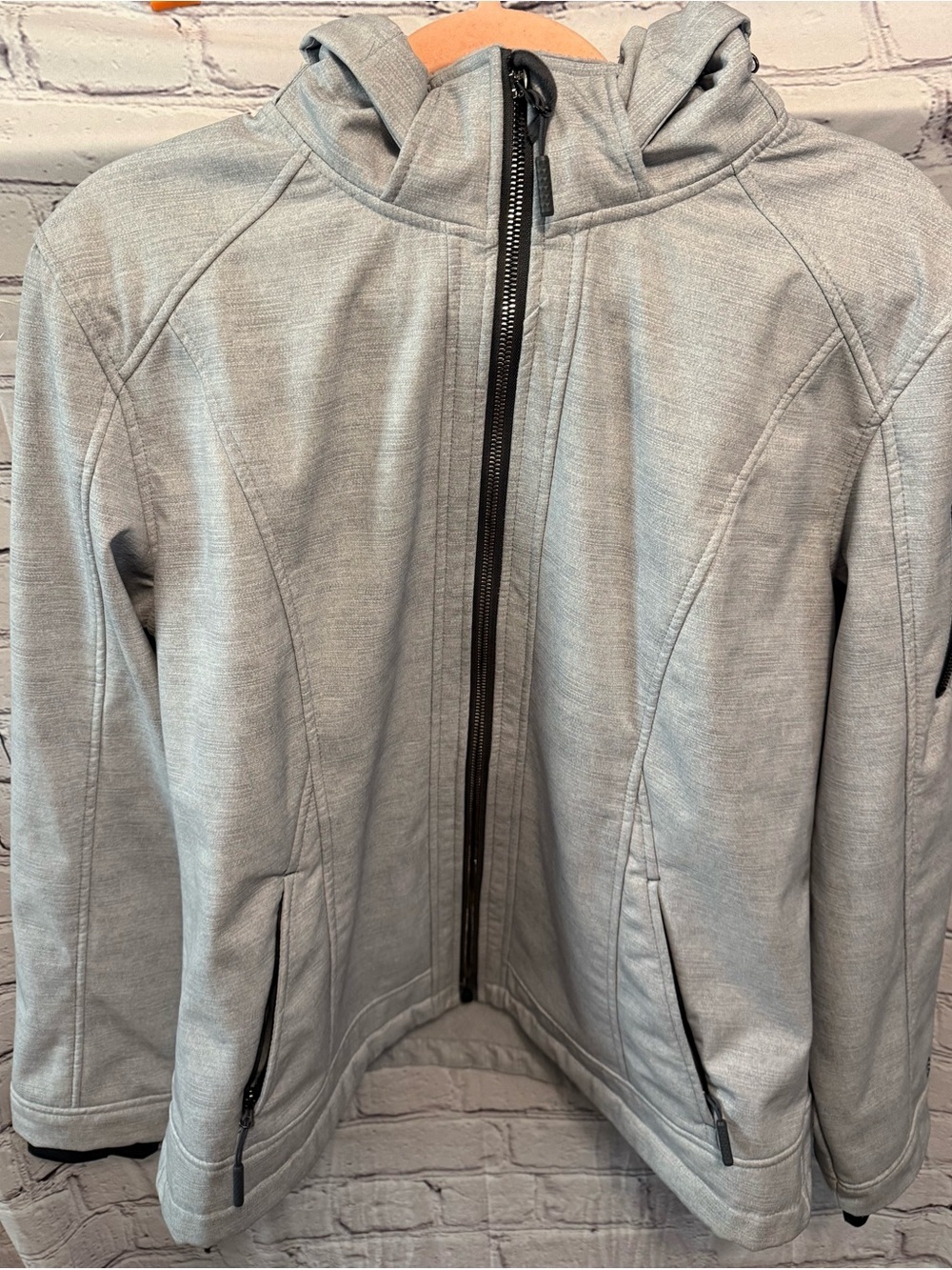 Free Country Light Gray Fleece-Lined Hooded Zip Jacket